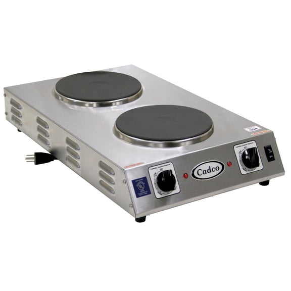 Cadco CDR-2CFB Space Saver Double Cast Iron 120-Volt Hot Plate, Grey