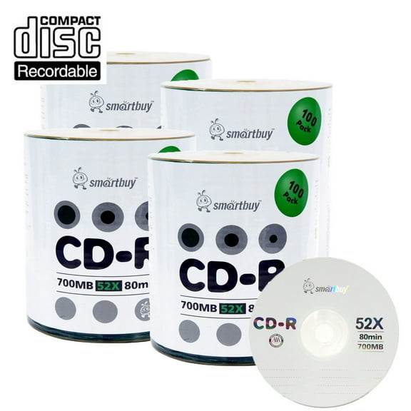 400 Pack Smartbuy 52X CD-R 700MB 80Min Logo (Non-Printable) Data Blank Media Recordable Disc