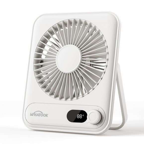 Ventilador de escritorio WHATOOK Small, 5000 mAh, batería de 25 horas, 100 velocidades