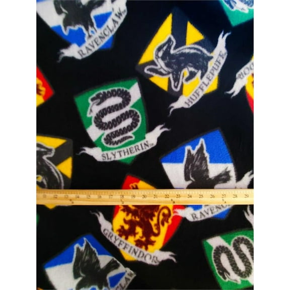 Fleece WARNER BROS.'S HARRY POTTER Print Fabric - COLORFUL CRESTS /58" Wide/ SOLD BY THE CONTINUOUS YARD