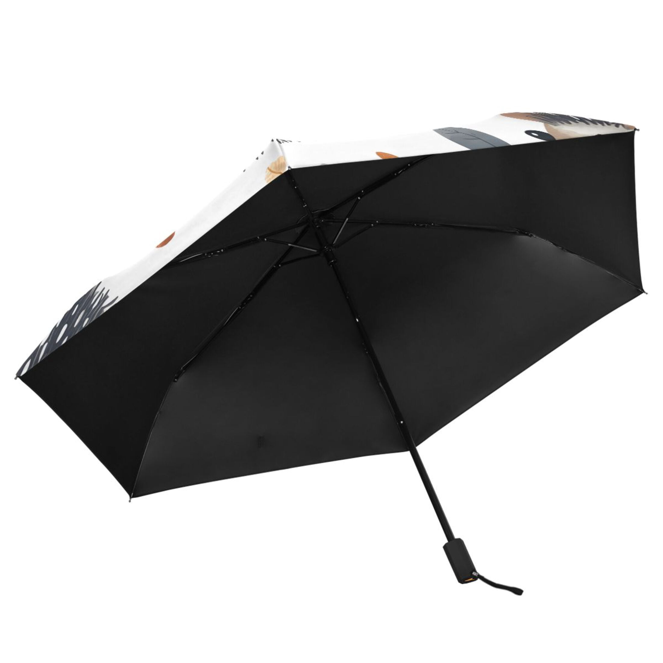 ALAZA Hedgehog Autumn Leave UPF 50+ Compact Folding Umbrella for Rain Travel Umbrella Packable