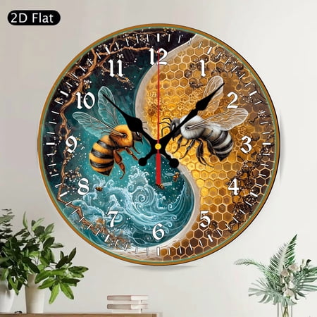 Rustic Farmhouse Welcome Sunflower Round Wall Clock Silent Decorative
