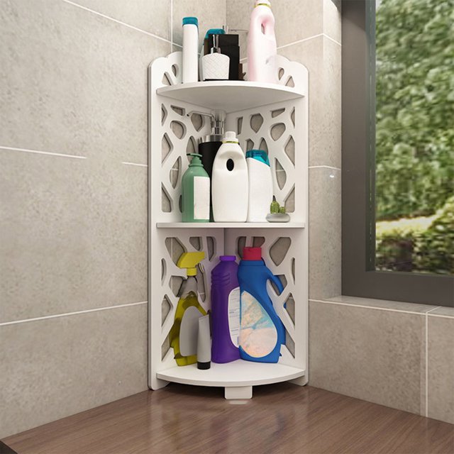 Wzzjkit Triangular Bathroom Shelf Corner Floor Storage Shelf Toilet Kitchen Multi-Layer Storage Shelf