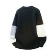 thumbnail image 4 of Men's Fashion Knit Sweater Loose Fit Round Neck Pullover Long Sleeve for Casual Everyday Wear and Winter Holiday Season,Black,2XL, 4 of 5