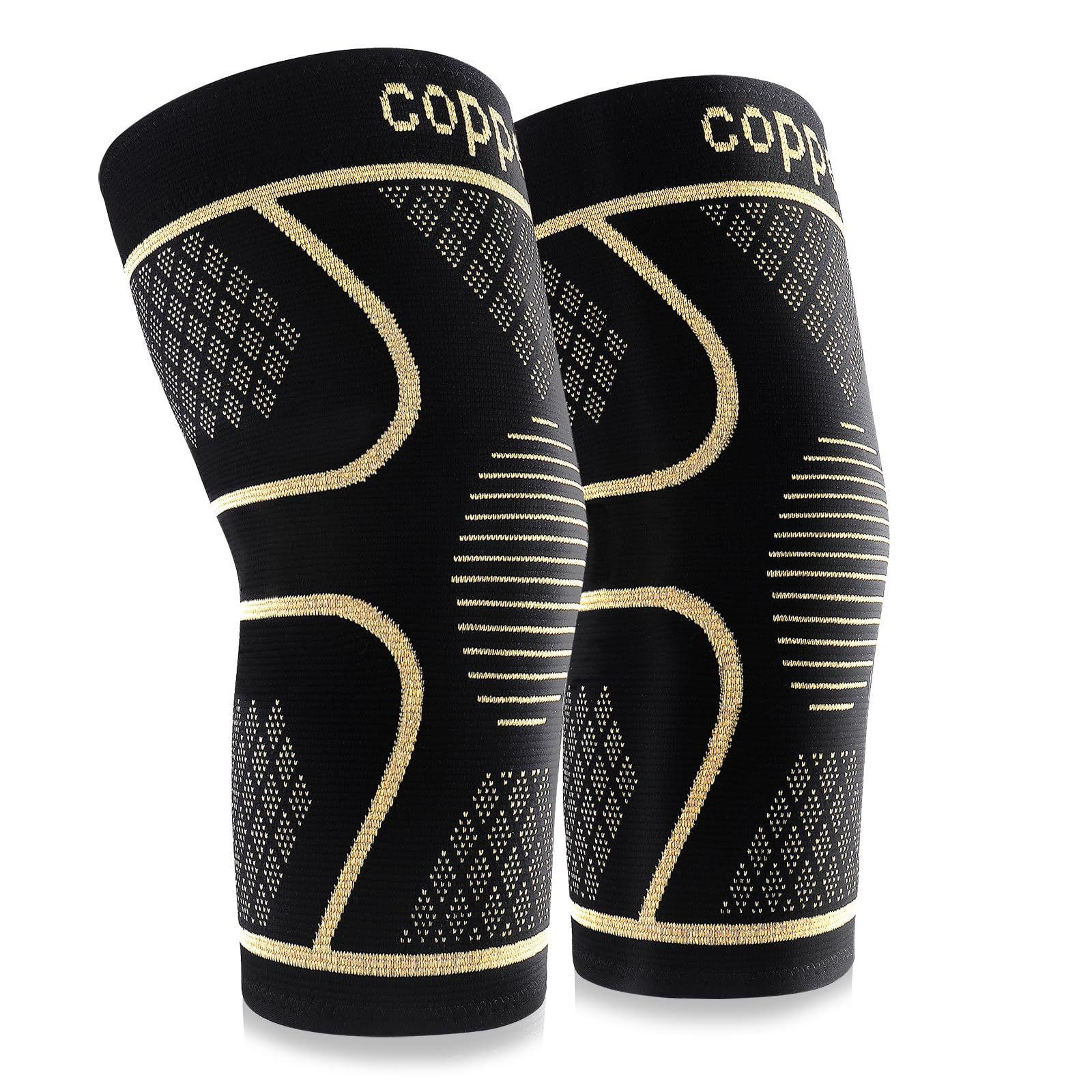 Behome Knee Brace, 2 Pack Copper Knee Braces for Men and Women, Knee Support Compression Sleeeve for Pain Relief