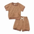 thumbnail image 2 of WELOIJEVBE Boys 2 Piece Outfits Casual Infant Boys Spring Summer Short Sleeve T-Shirt and Shorts Boys Size Clothes 9-12 Months, 2 of 7
