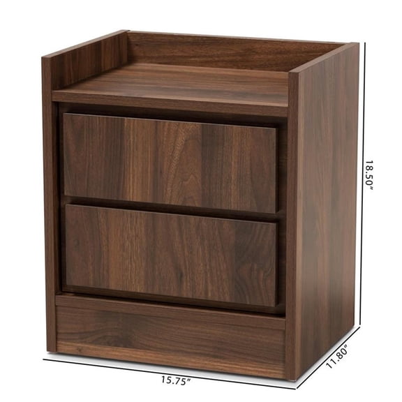 Baxton Studio Hale Modern and Contemporary Walnut Brown Finished Wood 2-Drawer Nightstand