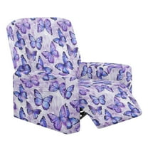 Xoenoiee Butterfly Pattern Recliner Chair Covers 4-Pieces Stretch Recliner Cover Lazyboy Chair Cover Non Slip Reclining Sofa Slipcovers with Storage Pockets Furniture Protector for Living Room