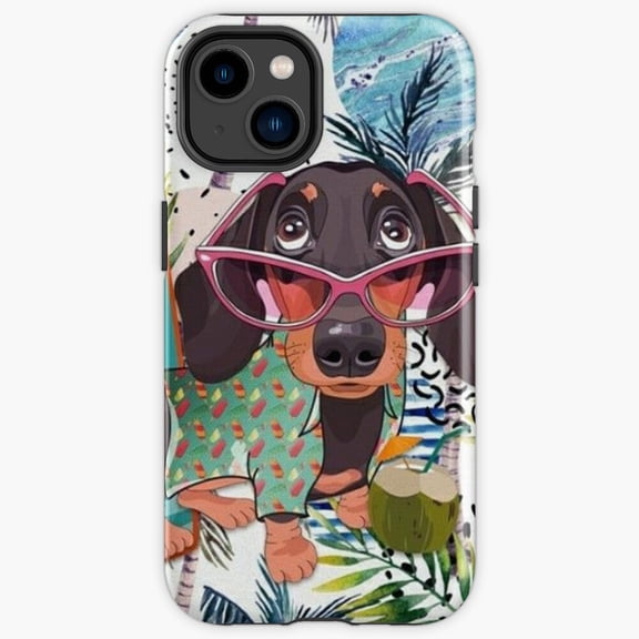 Protective iPhone Case Dachshund Dog Popart Art Phone Case #351, Iphone 13 Magnetic MagSafe Compatible