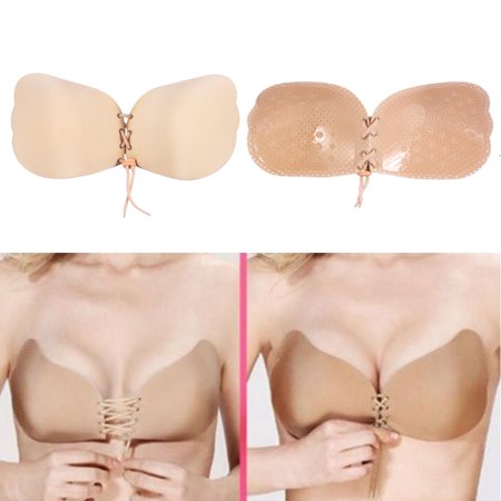 HURRISE Srtapless Bra, Women Breathable Self-Adhesive Breast Lift Push Up (Best Sports Bra For Large Breasts High Impact Uk)