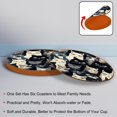 thumbnail image 4 of Cat Round Coasters 6PCS Set in Microfiber Leather, 11x11 cm/4.3x4.3 in, & Stylish Drink Mats for Table, 4 of 6