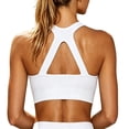 thumbnail image 2 of Lkhaha Women's Racerback Sports Bra Triangle Cutout Ribbed Yoga Workout Crop Top White S, 2 of 5