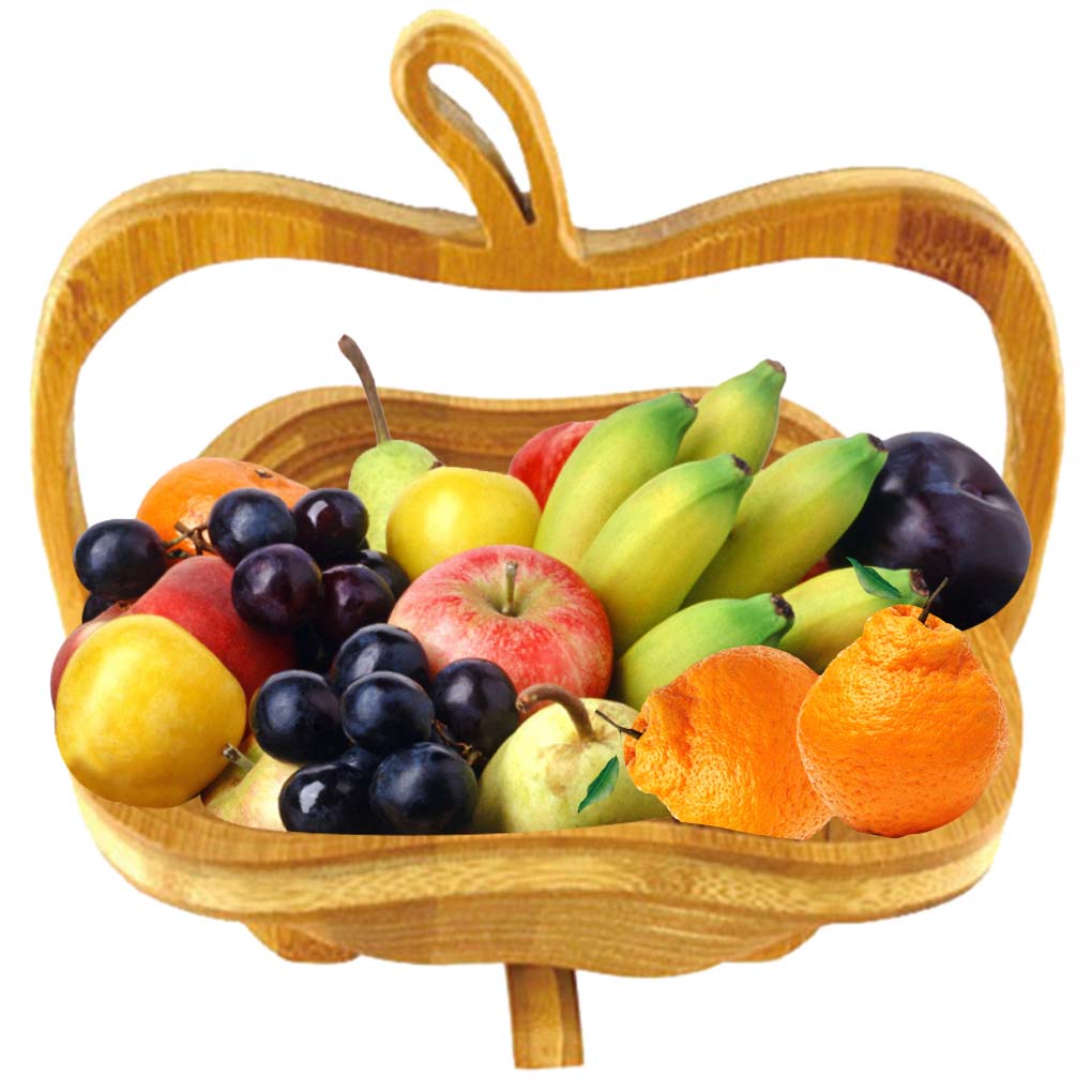 chopping Board Wooden Fruit Bowl Basket and Cutting Natural Brown