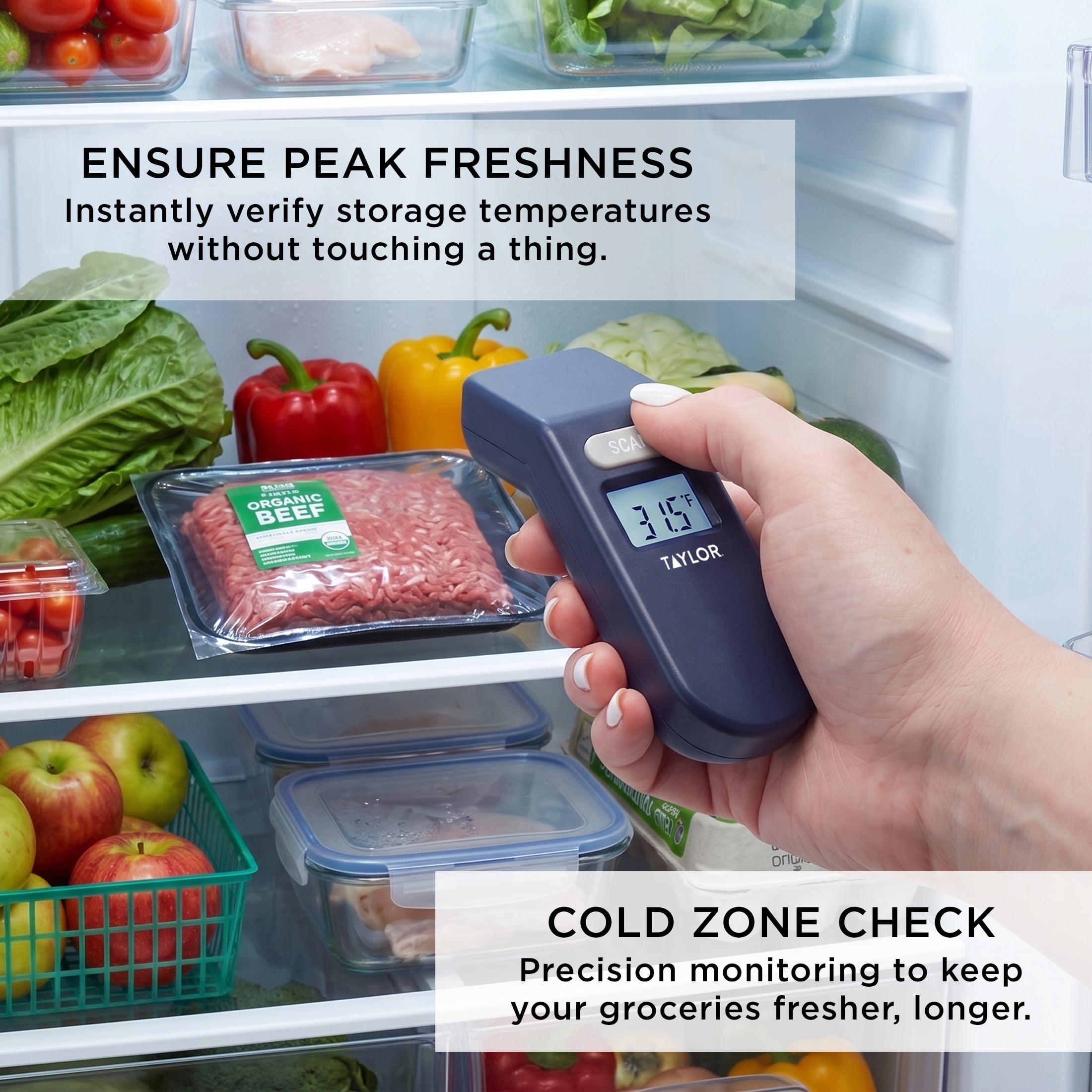 Taylor Non-Contact Infrared Surface Thermometer Gun for Grill & Pizza Oven, -58°F to 716°F