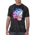 thumbnail image 2 of Wild Bobby, Cute Trippy Space Cat Riding Pizza, Animal Lover, Tie-Dye Tees, Spiral Black, Small, 2 of 3