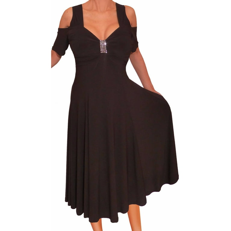 Funfash Women s Plus Size Black Cold Open Shoulders Empire Waist