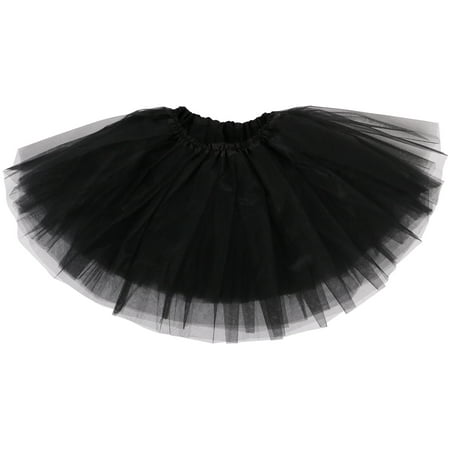 Simplicity Girl Petticoat Ballet Dance Fluffy Tutu Skirt w/ Elastic Waist, Black