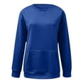 thumbnail image 2 of Baqcunre Womens Sweaters Women's Sweatshirt Short Pullover Sweater Wool Pocket Hoodie Fall Clothing Crewneck Sweatshirts Womens Fall Tops Blue 2 S, 2 of 5