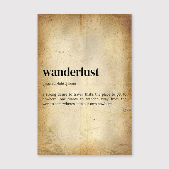 Wanderlust Definition Print: Inspirational Travel Quote Posterfor Living Room Bedroom Office Farmhouse Neutral Home Artwork Ready to Hang 8x12 inch
