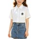 thumbnail image 2 of Odeerbi Camisa de Vestido de Algodón de Las Niñas Flor Bordado de Manga Corta Uniforme de La Escuela Con Bolsillo, 2 of 9