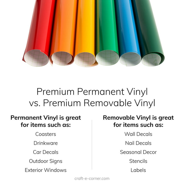 Cricut Premium Removable Vinyl Bundle - Black, White, Gold, Silver - Matte, 12x48