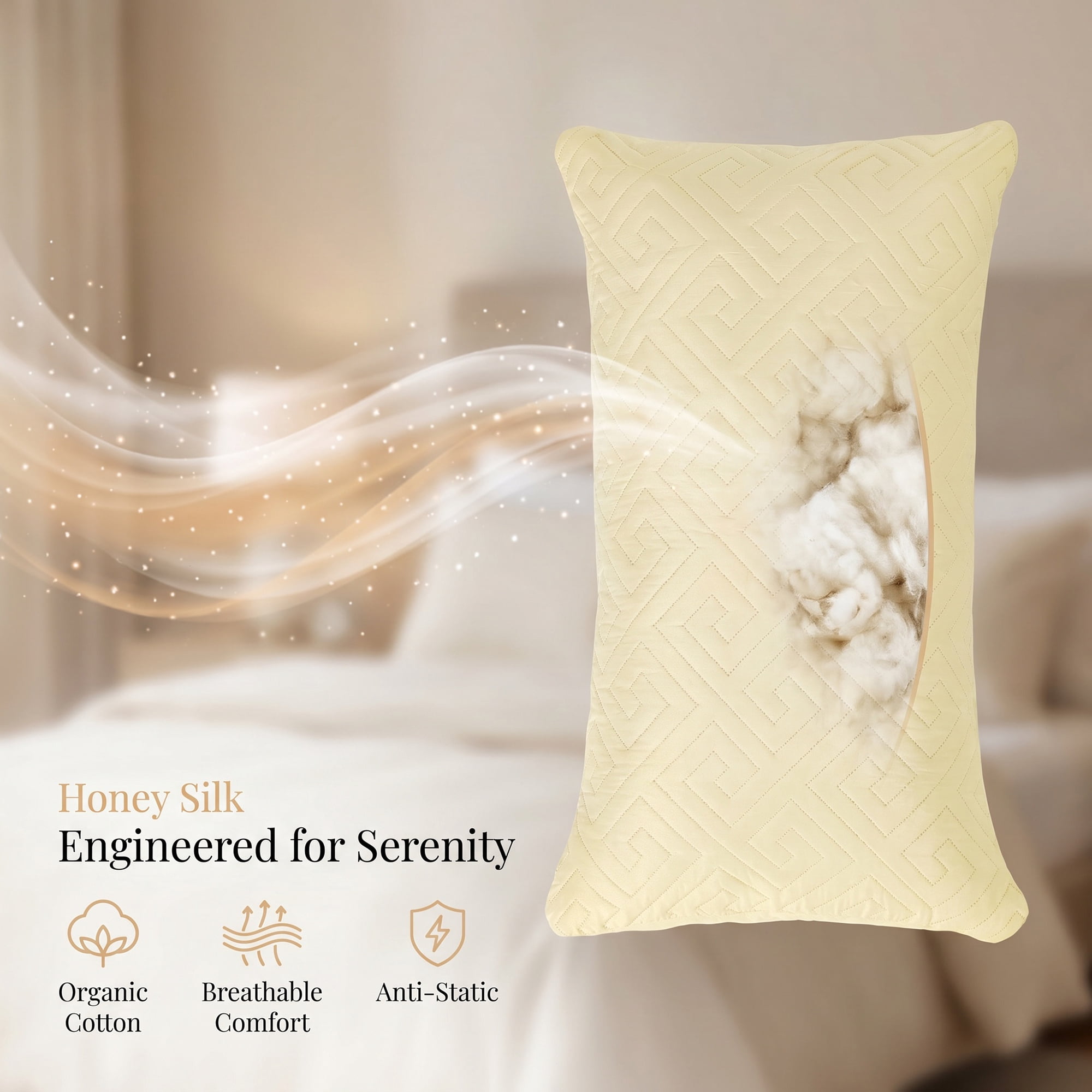 Unique Bargains Breathable Hypoallergenic Polyester Standard-size Pillow Protector Beige