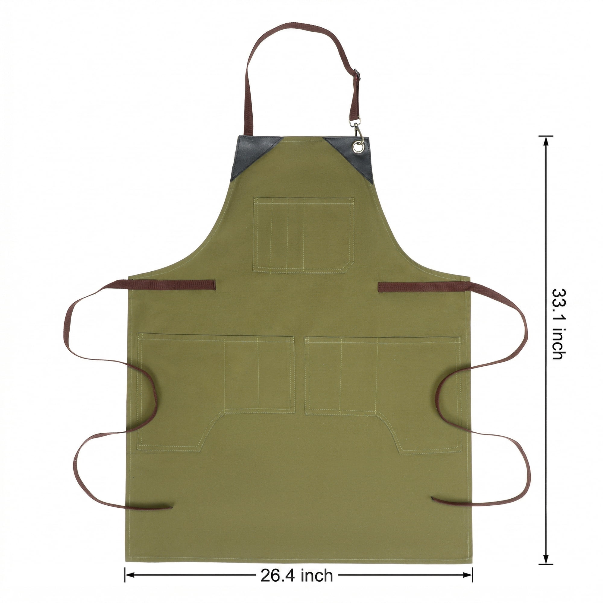 Unique Bargains Adjustable Long Waist Cooking Apron with Pocket for Home and Kitchen Green