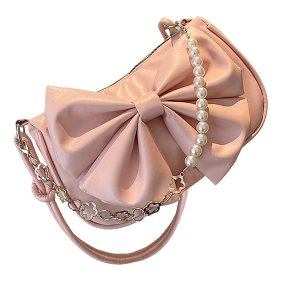 Pearls Bowknot Fashion Shoulder Bag For Modern Handbag Casual Underarm Purse Trendy Women's Accessory