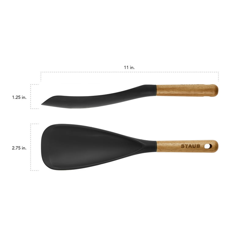 STAUB Multifunction Spatula Spoon, Great for Both Cooking and Serving  Durable BPA-Free Matte Black Silicone, Acacia Wood Handles, Safe for  Nonstick