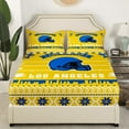 thumbnail image 3 of Erosebridal Sports Themed Bed Sheets Set Full Size Youth Adults,Football City Sheet Set,Rugby Flat Fitted Sheet,Football Sheets with 2 Pillowcases Deep Pockets,Yellow Blue(Los Angeles), 3 of 6