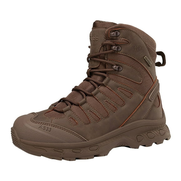 HBFAGFB Mens Sneakers Mid Top Durable Ankle Boots Outdoor Mountaineering Hiking Shoes Brown Size 44