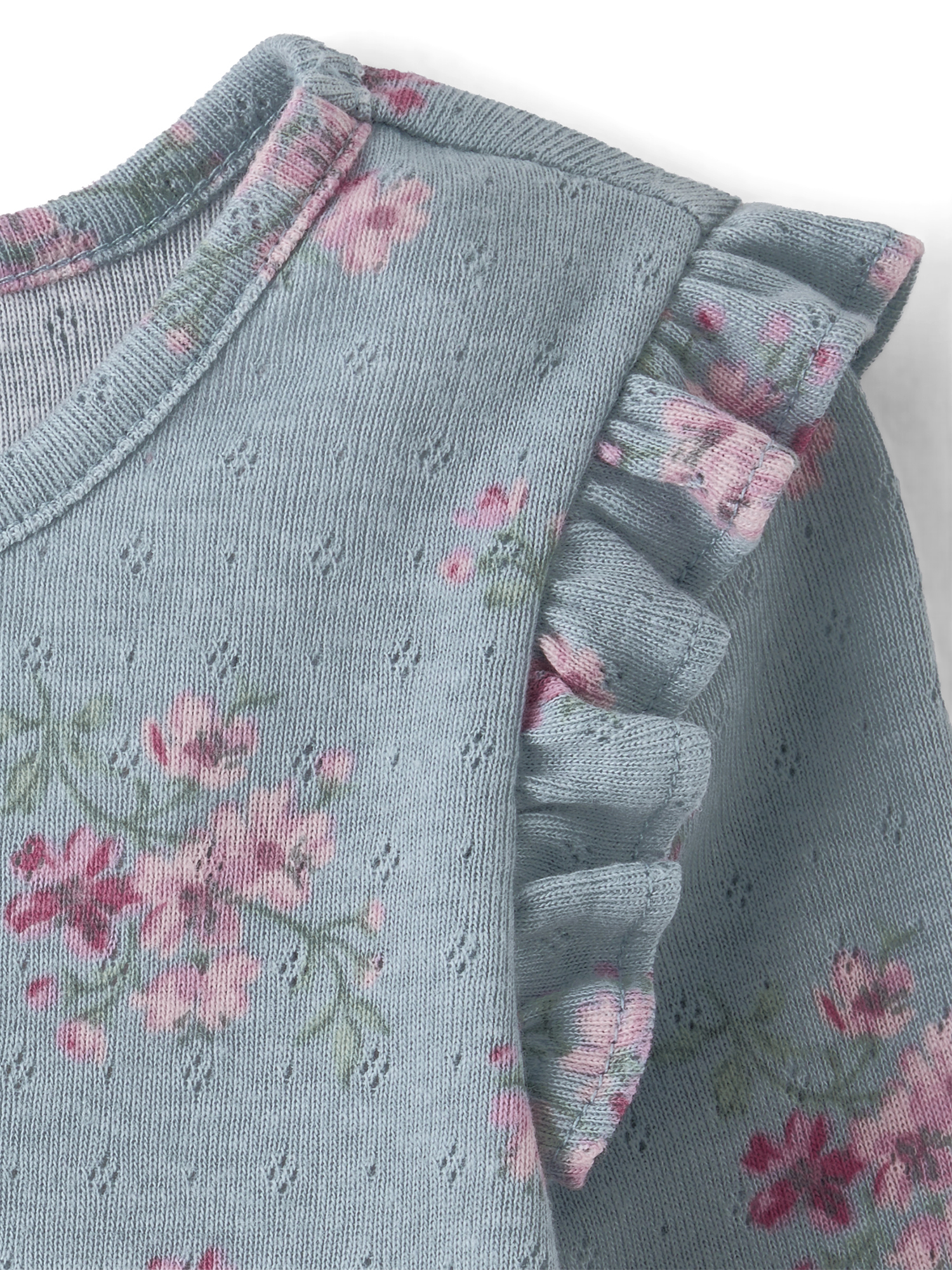 The Children's Place Toddler Girls Long Sleeve Floral Pointelle Flutter Top, Sizes 12M-5T
