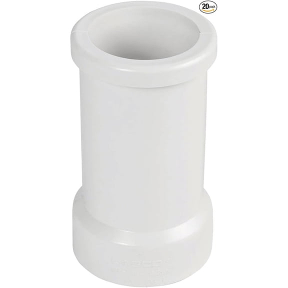 2 in. White PVC DWV Hub Adapter, Cast Iron Hub x DWV Spigot Plumbing Fitting for Drain, Waste & Vent Systems, (20 Pack)