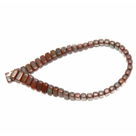 - Umber Copper Picasso Brick 3x6mm Square Glass Czech 50 Two Hole, Loose Beads,