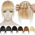 thumbnail image 2 of Benehair Clip In Hair Bangs Thick Neat Bangs 100% Real Remy Human Hair Extensions Fringes Hairpiece Highlight Blonde Woman 3 Clips, 2 of 10