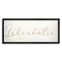 Stupell Industries Lakeaholic Shabby Chic Calligraphy Text Rustic Background Framed Wall Art, 30 x 13, Design by Daphne Polselli