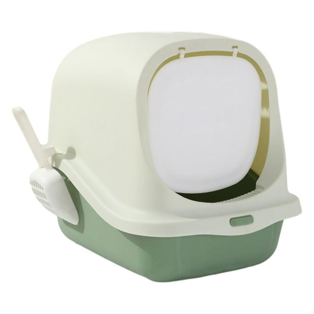 DOLITY Enclosed Cat Litter Pans Hooded Large Front Entry with ing Kitty Litter Pan Green