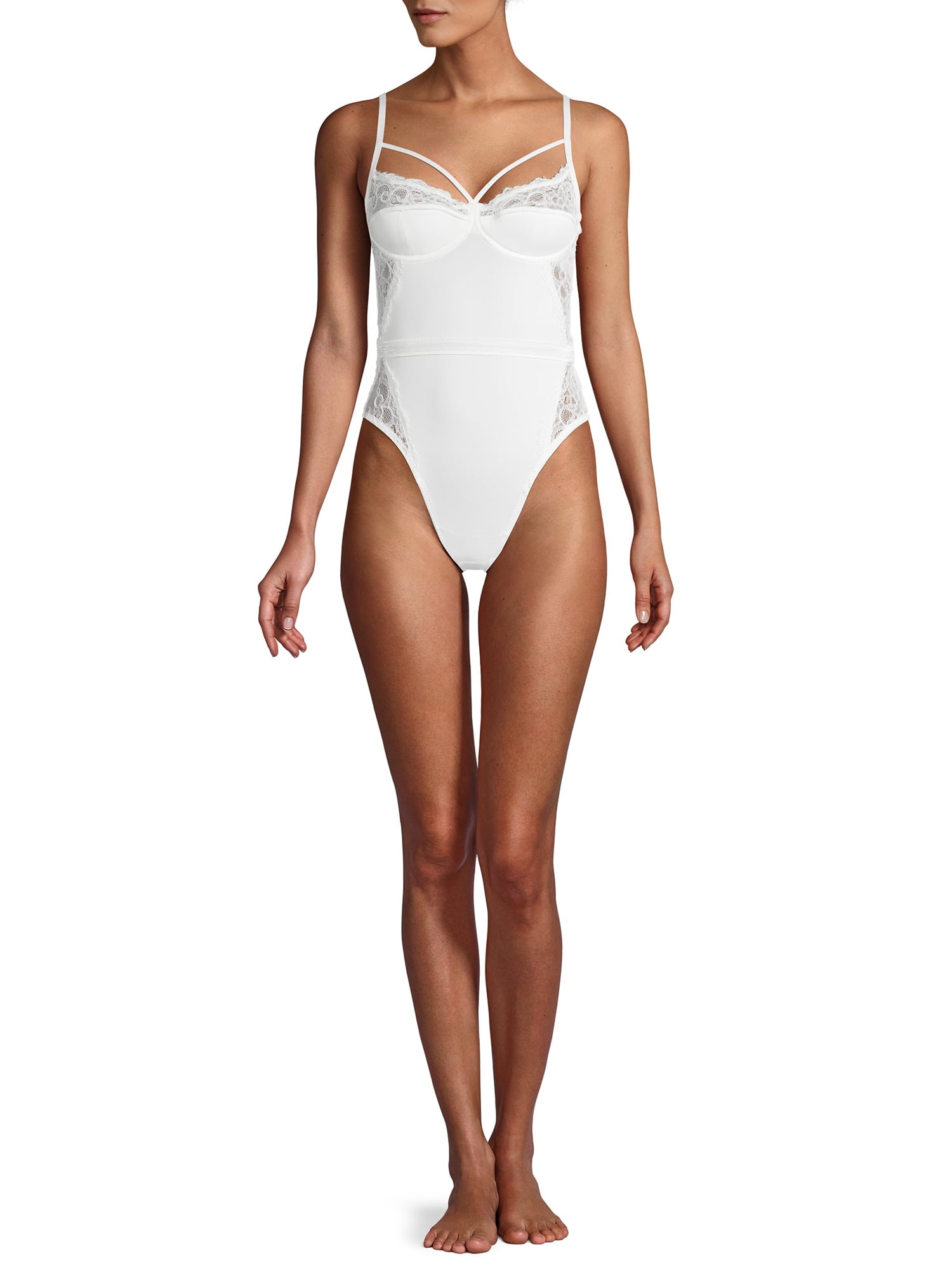 Just Sexy Lingerie Women's and Women's Plus Strappy Lace Bodysuit