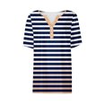 thumbnail image 5 of Fiudx Tops para Mujer Camiseta Casual de Moda para Mujer Blusas Estampadas a Rayas Degradadas Top con Botones y Cuello En V, 5 of 5