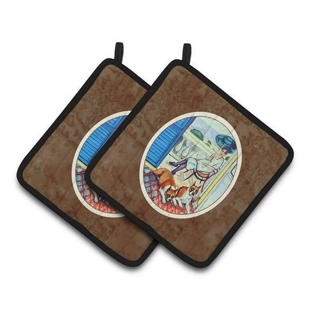 Carolines Treasures 7068PTHD Dame avec Son Boxer Paire de Porte-Pot