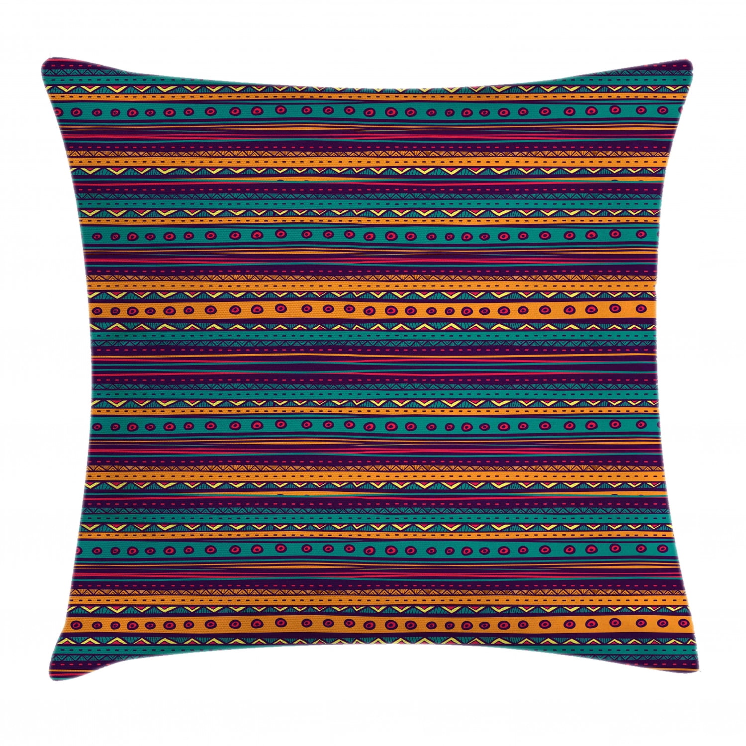 Tribal Throw Pillow Cushion Cover, Striped Retro Aztec Pattern with