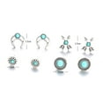 thumbnail image 6 of Yesbay 4Pairs Women Flower Arrow Ear Studs Set Faux Turquoise Jewelry Earrings, 6 of 6