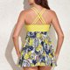 thumbnail image 3 of Trajes de baño tankini con control de barriga para mujer, trajes de baño de 2 piezas, camiseta sin mangas con pantalones cortos - Amarillo, 3 of 7