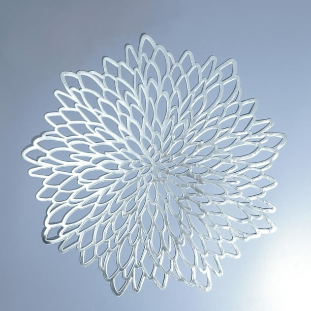 Manteles individuales de vinilo metálico plateado de 38 cm, paquete de 18 unidades, de Snowkingdom