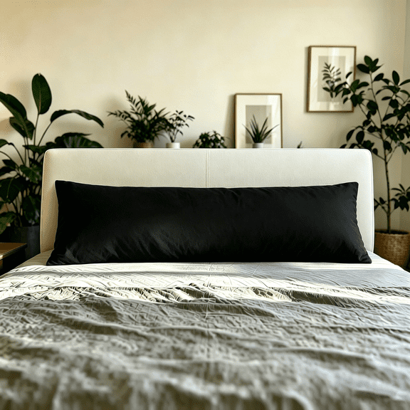 Kelnaro Cotton Body Pillow Cover 20x54 Inch, Envelope Closure Ultra Soft Skin Friendly Body Pillowcase, Black