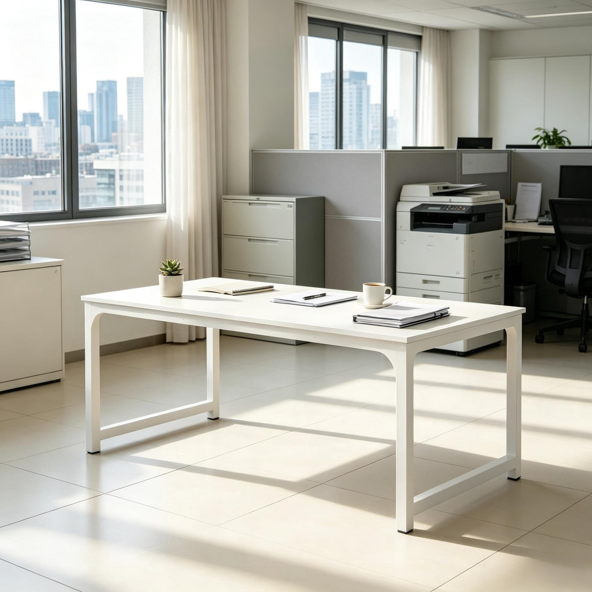 Office Desk, 62.99 in x 31.49 in Conference Table, Seats 6
