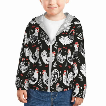 

Zeuib Laying Hens And Roosters Print Girls & Boys Sun Protection Hoodie with UPF 50+ Children’s Quick-Dry Jacket Perfect for Outdoor Activities-2 Years