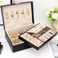 thumbnail image 2 of Simperf Jewelry Box for Women Gift, Portable Large Jewelry Organizer Storage Case with Removable Tray, 2 Layer PU Leather Velvet Display Jewelry Holder for Rings Necklaces Earrings Bracelets, 2 of 6