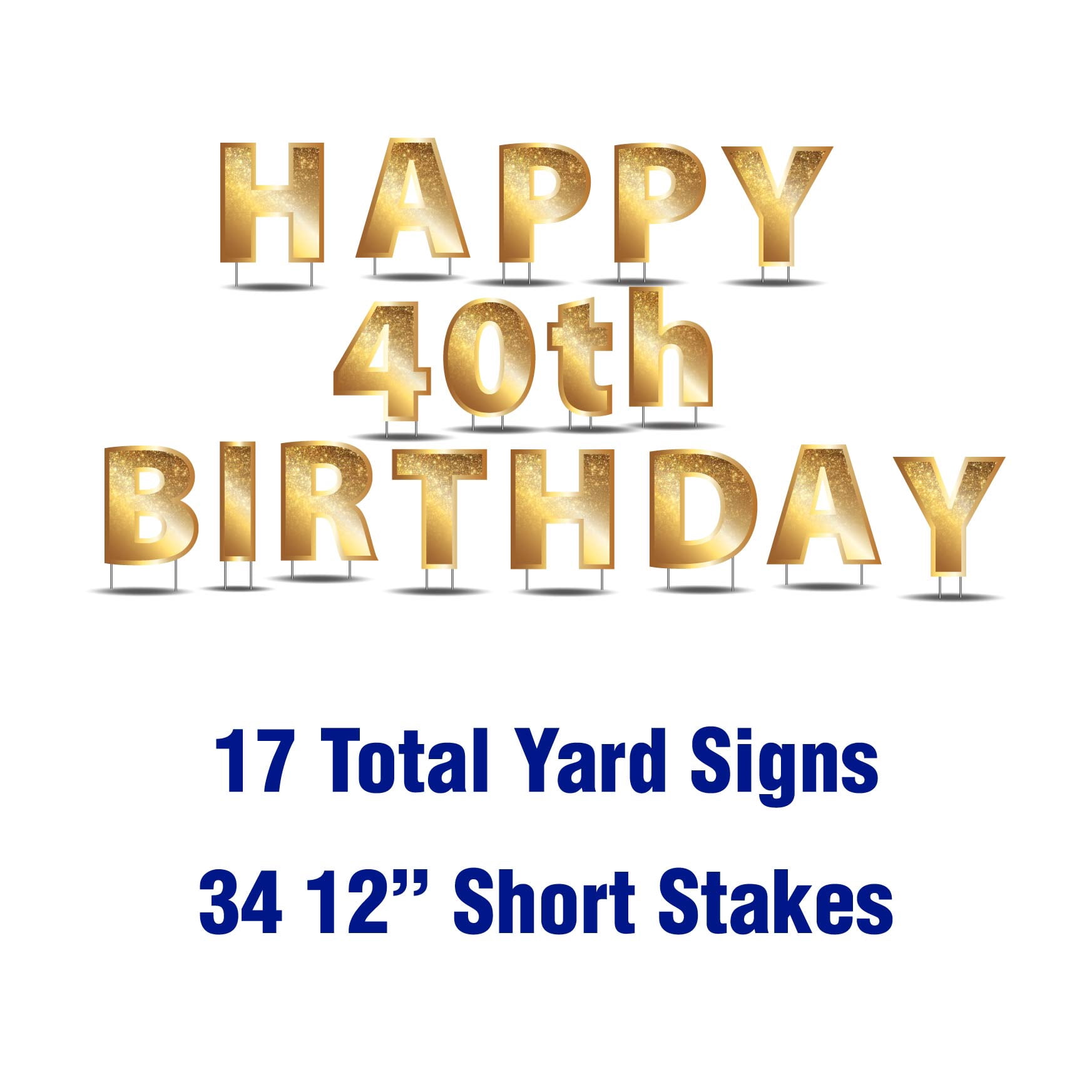Victory Store Gold Sparkle Happy 40th Birthday Yard Sign Decorations Set 19381