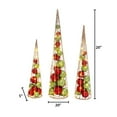 thumbnail image 3 of Gerson 2550120 Set of 3 Battery Operated Lighted Ornament Filled Cone Trees, Large is 24-inch Height, 3 of 3